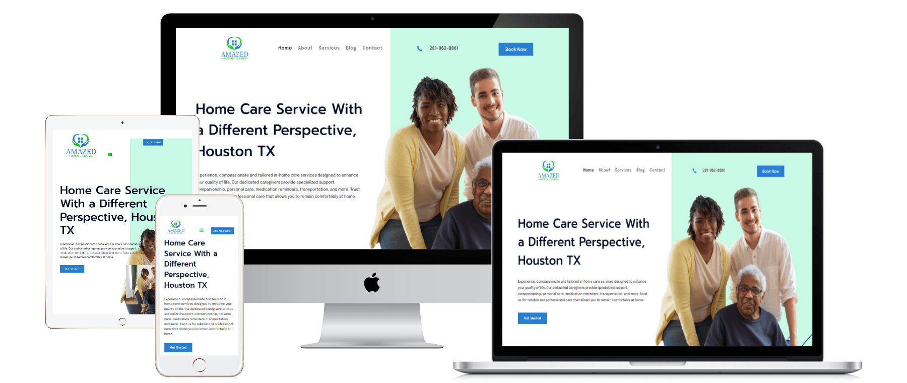 Amazed Home Care website responsive mockups