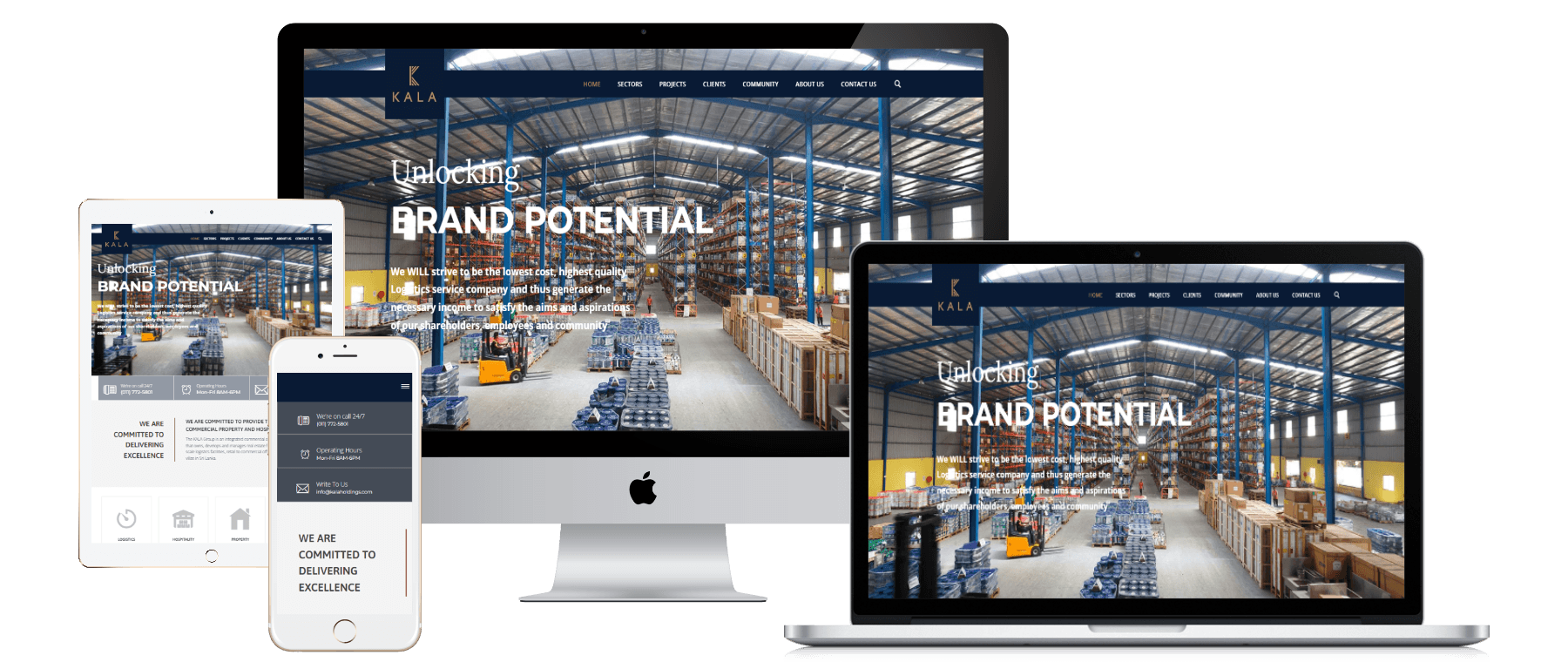 Kala Holdings website responsive mockups