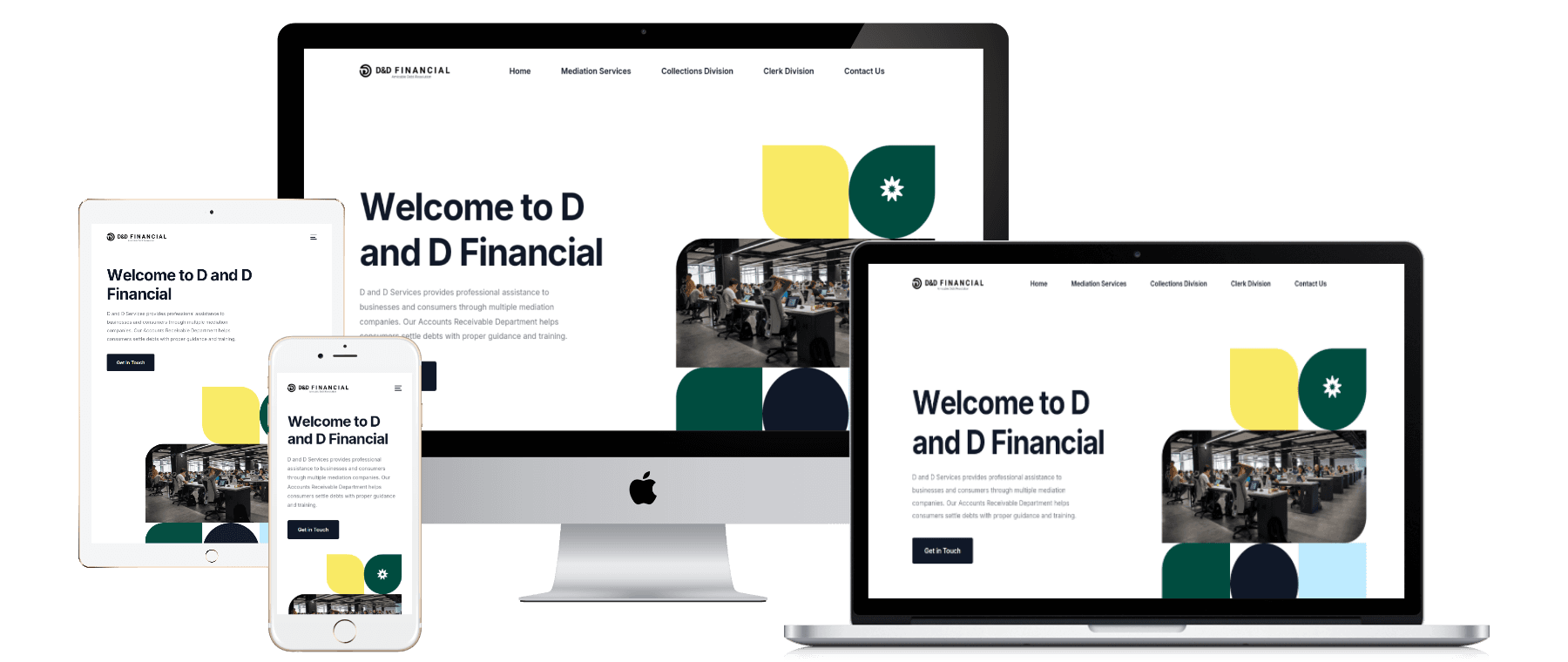D&D Financial website responsive mockups