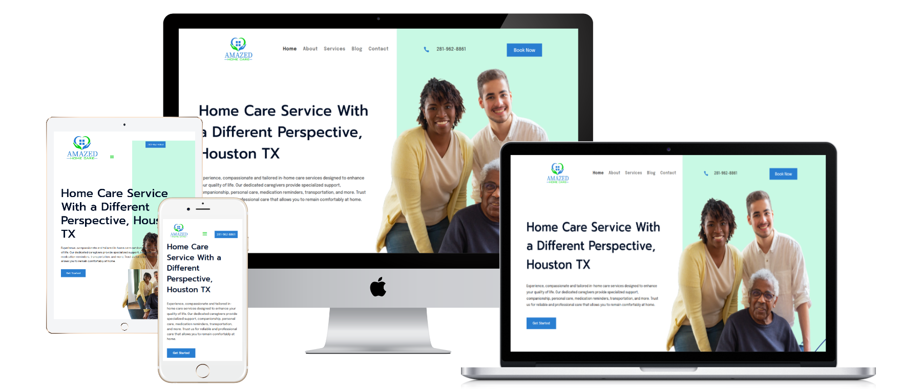 AMAZED HOME CARE responsive website mockups
