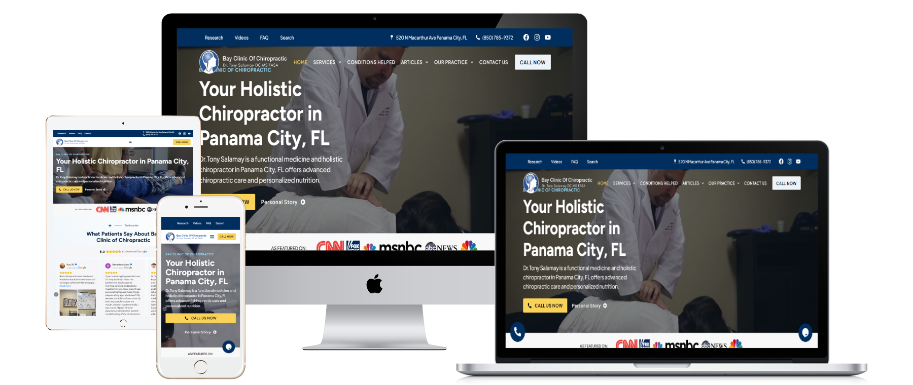 BAY CLINIC OF CHIROPRACTIC responsive website mockups