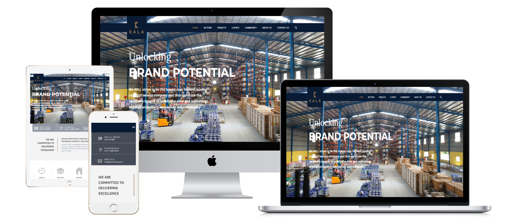 KALA HOLDINGS responsive website mockups