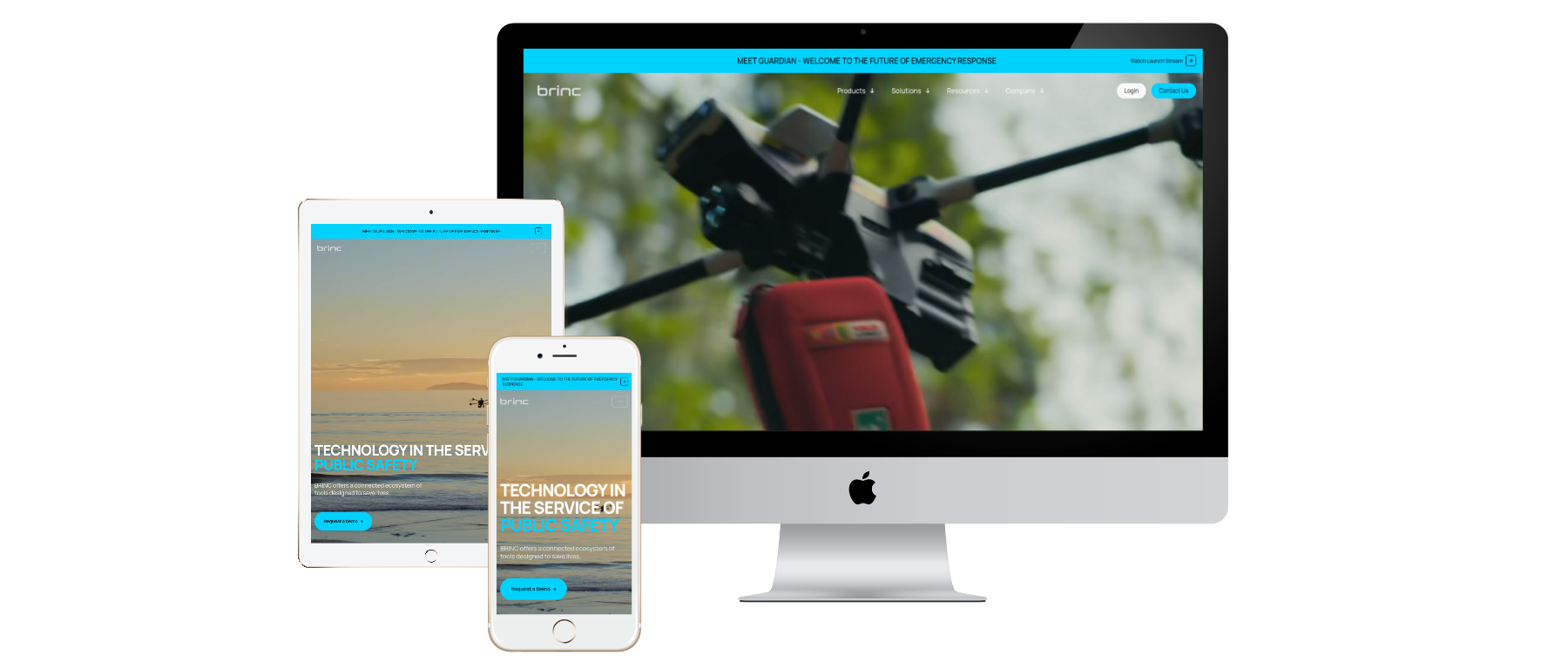 BRINC website across three devices