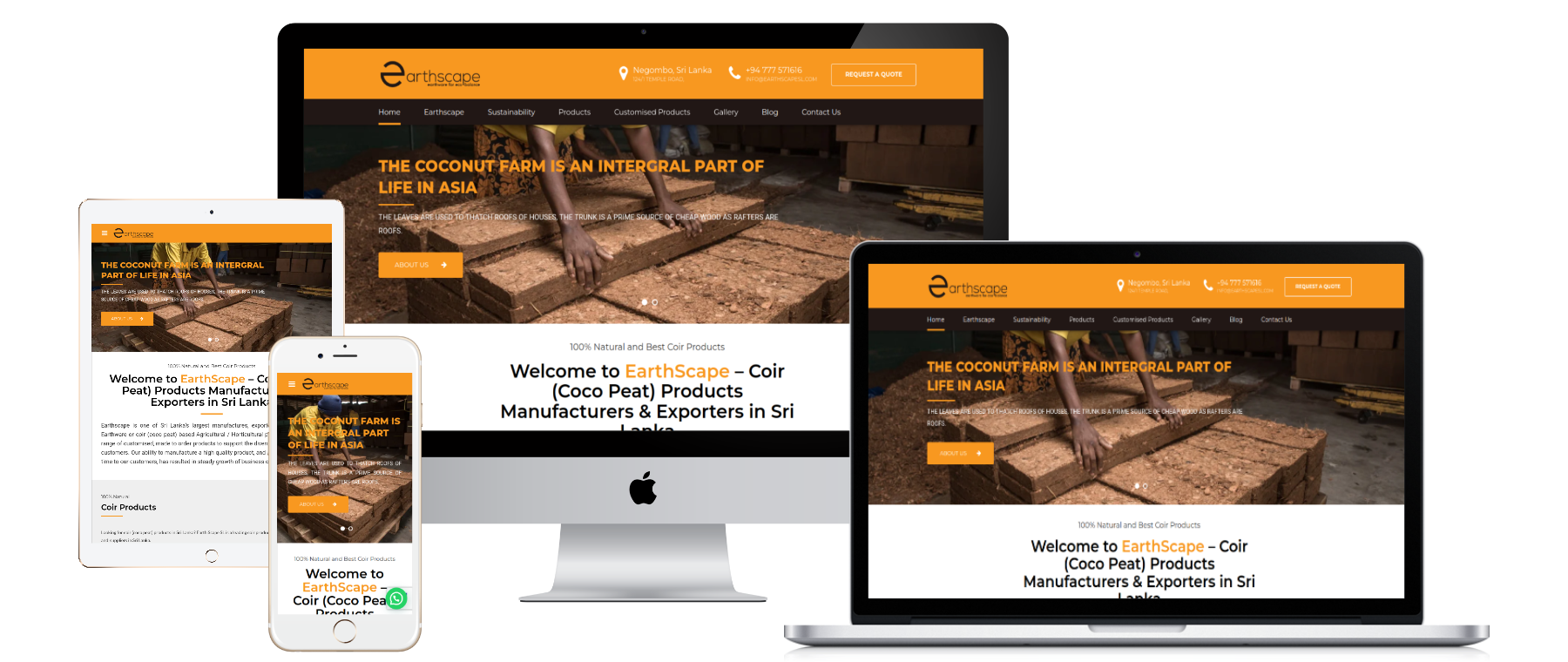 EARTHSCAPE responsive website mockups