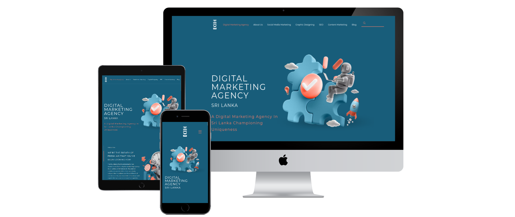 Echt Social multi-device presentation on dark background