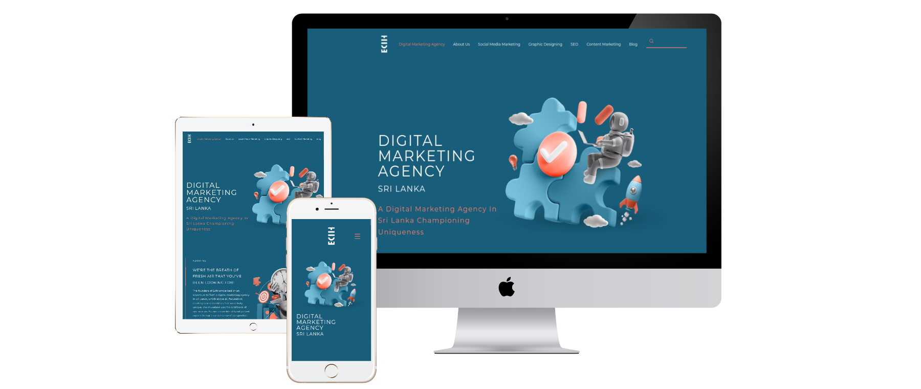 Echt Social website across three devices