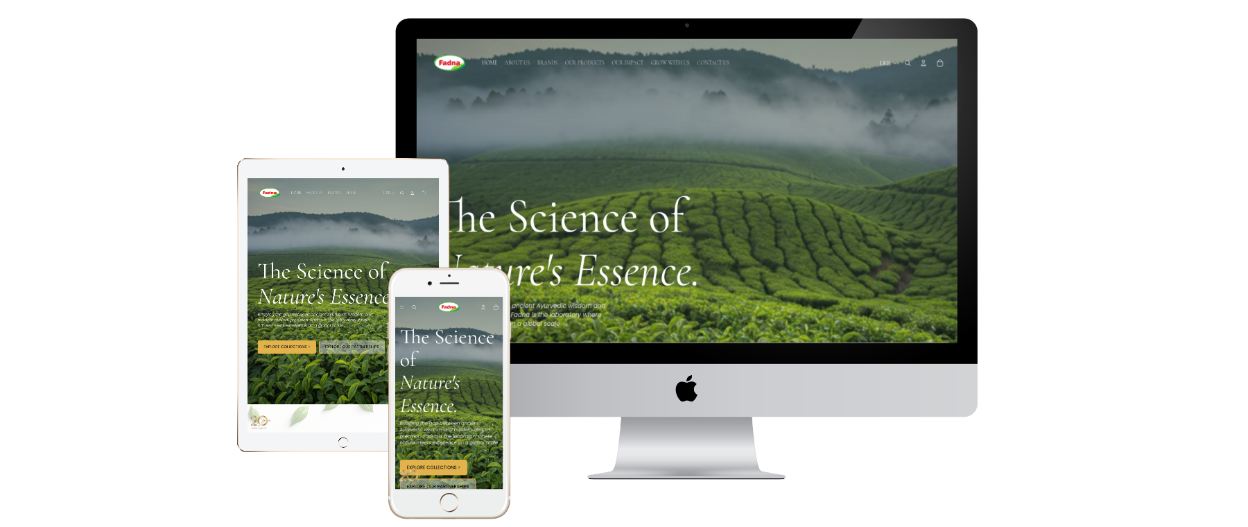 Fadna website across three devices
