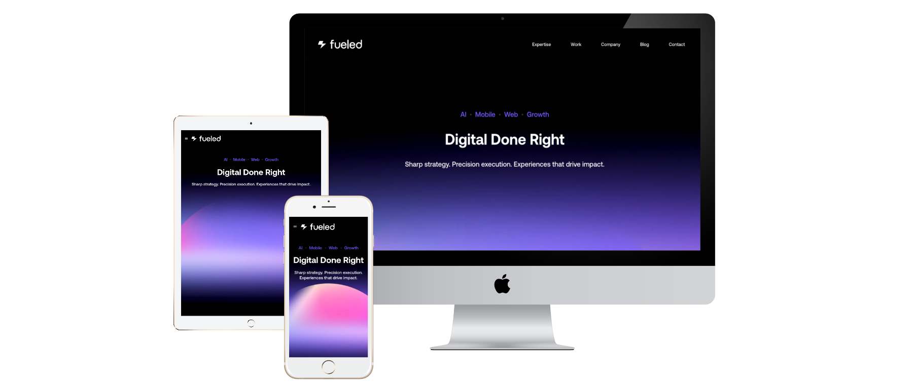 Fueled website across three devices
