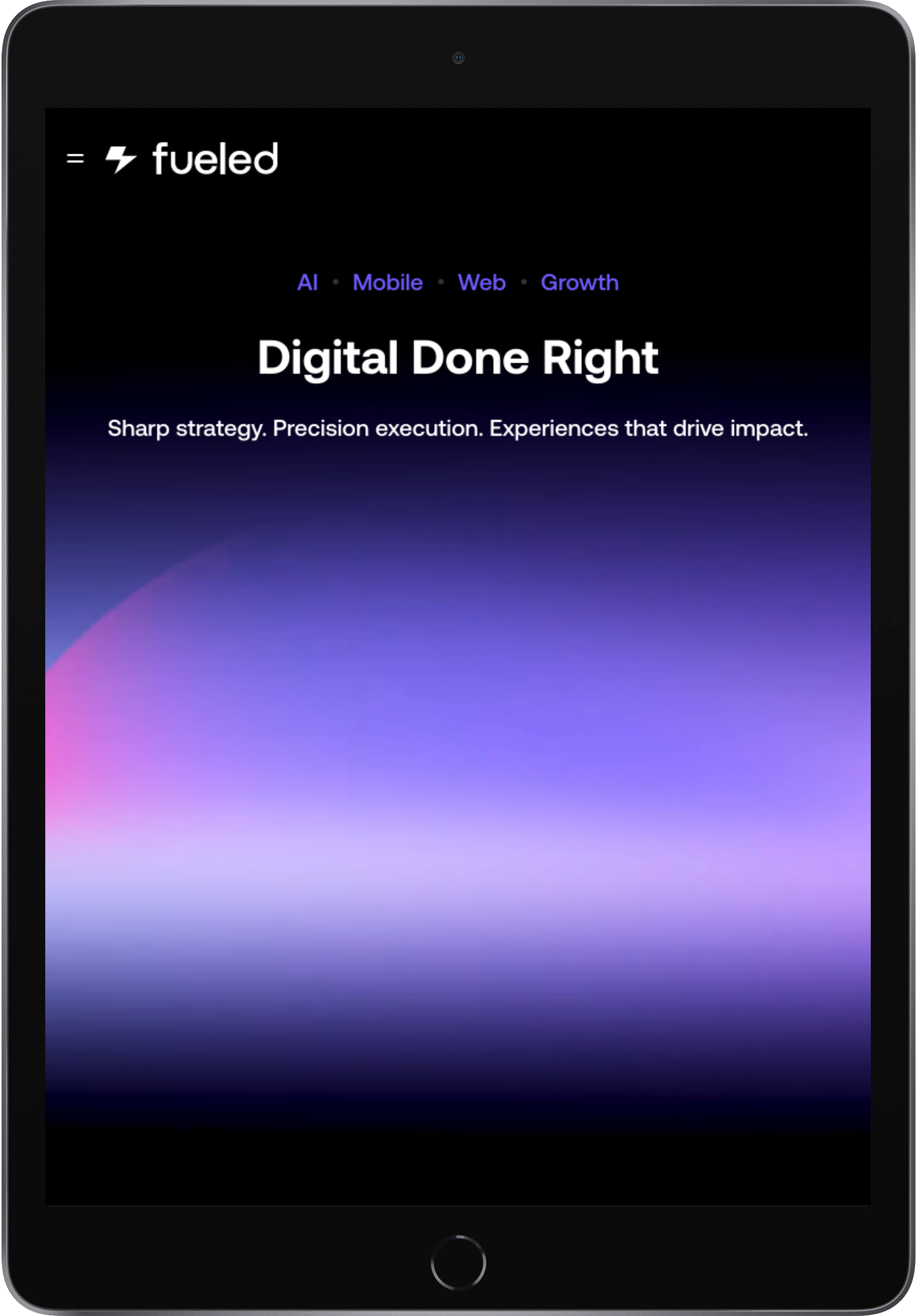 Fueled tablet mockup on dark background
