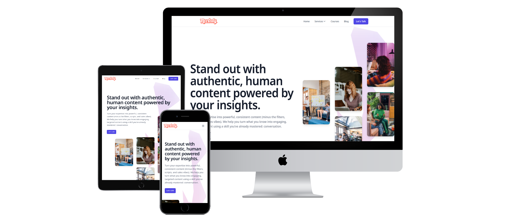 Nectafy multi-device presentation on dark background