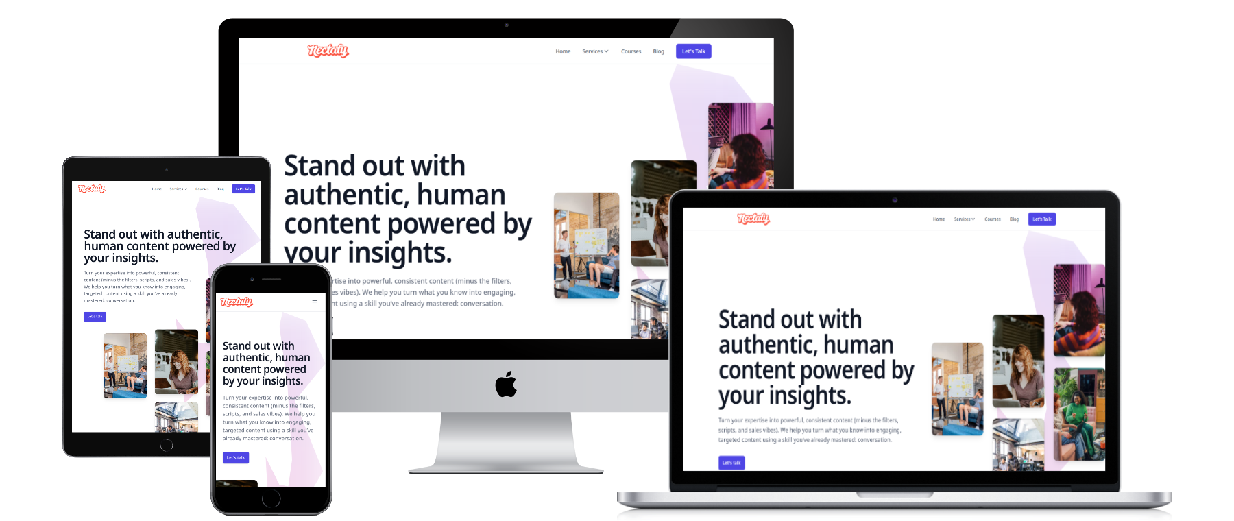 Nectafy responsive website mockup on dark background