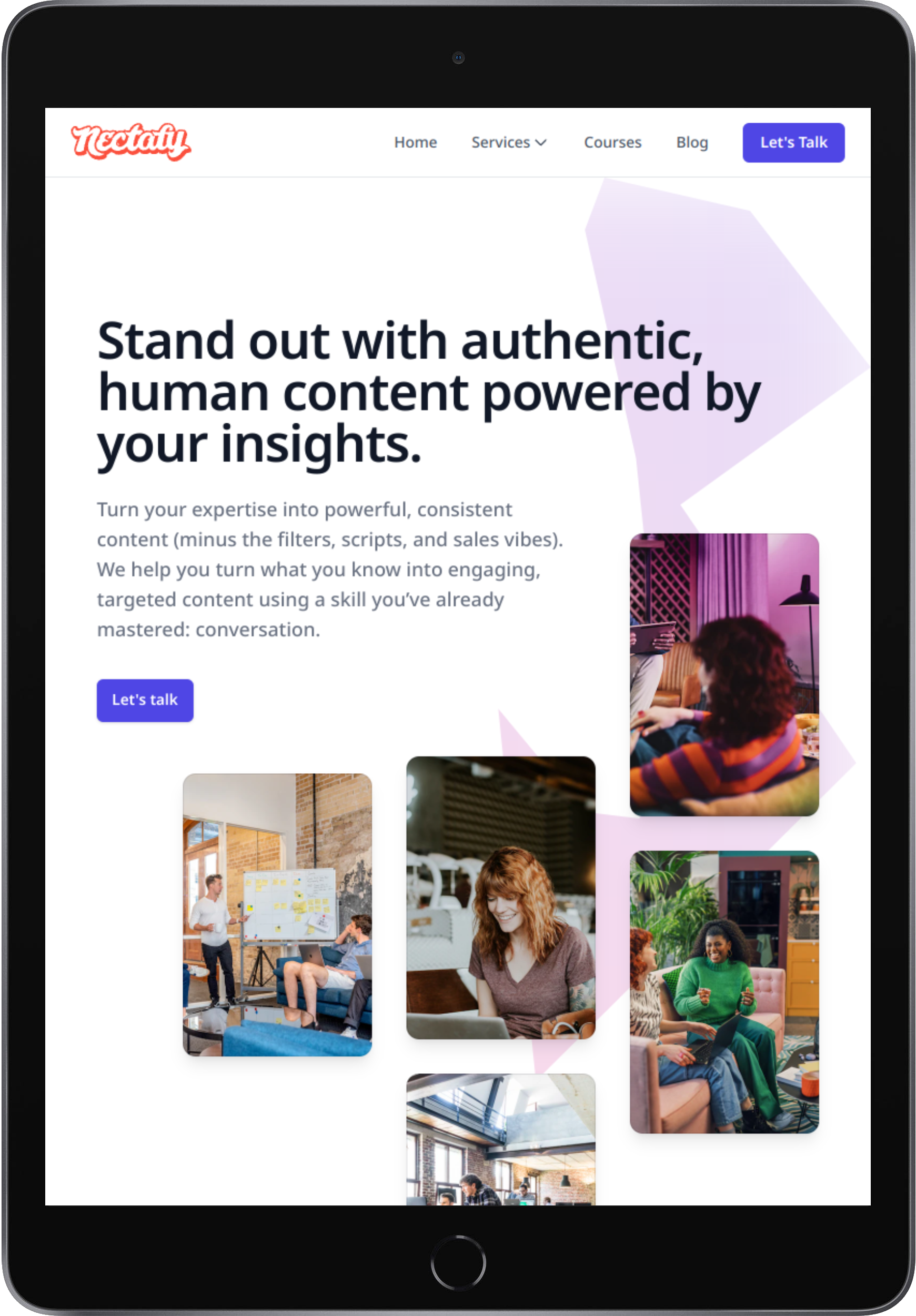 Nectafy tablet mockup on dark background
