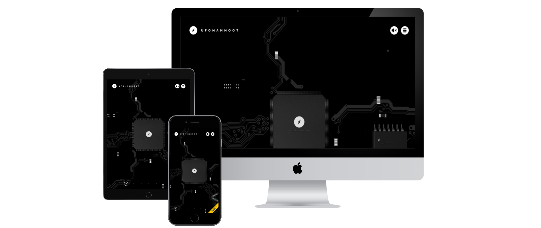 UFOMAMMOOT multi-device presentation on dark background