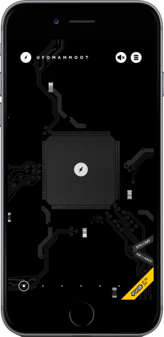 UFOMAMMOOT mobile mockup on dark background