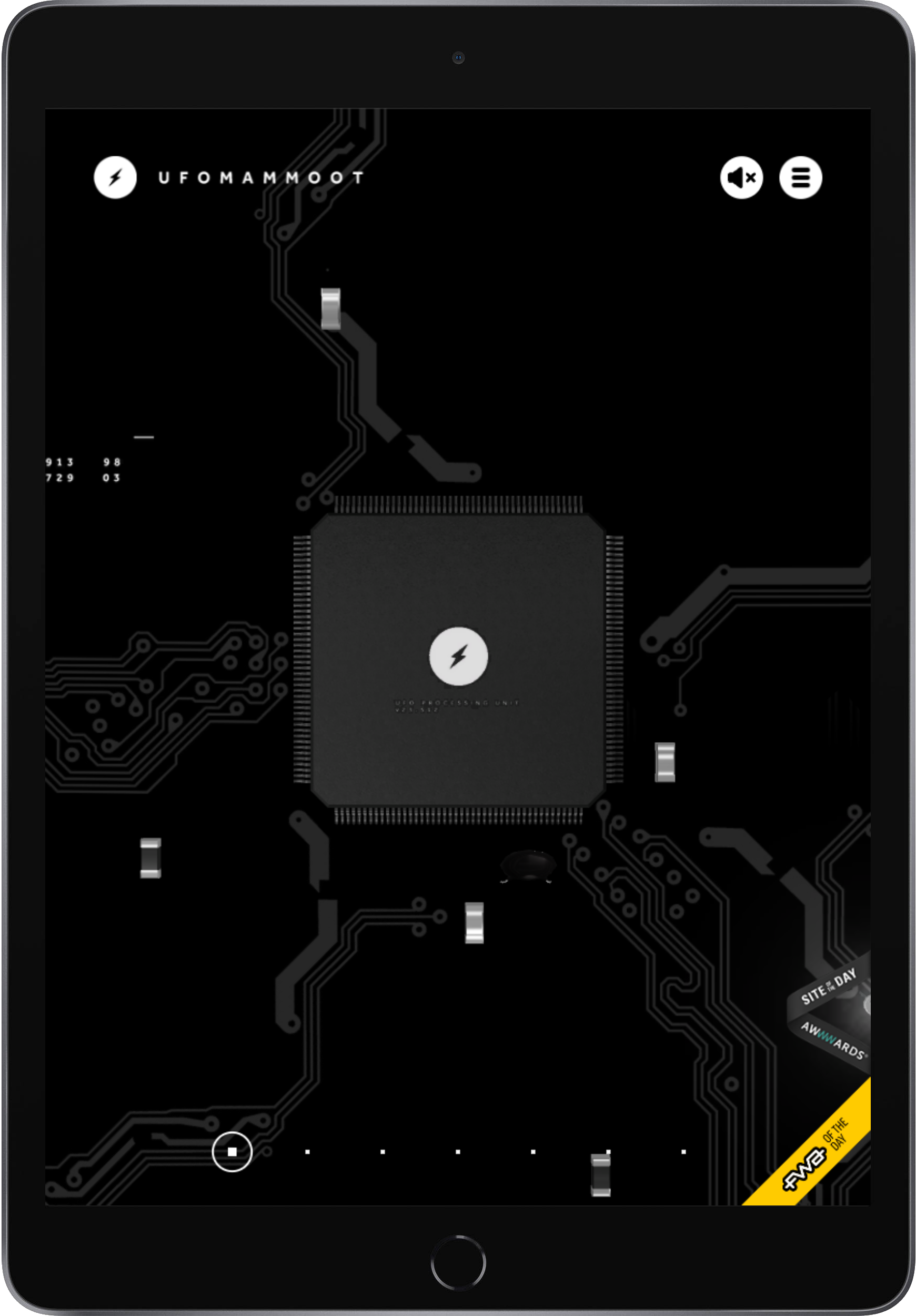 UFOMAMMOOT tablet mockup on dark background